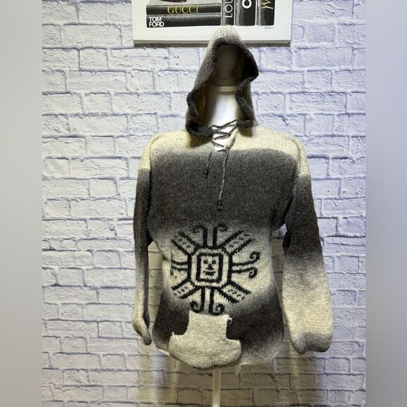 Vintage Handmade Native Wool Hoodie Ornament Aztec - Picture 1 of 8